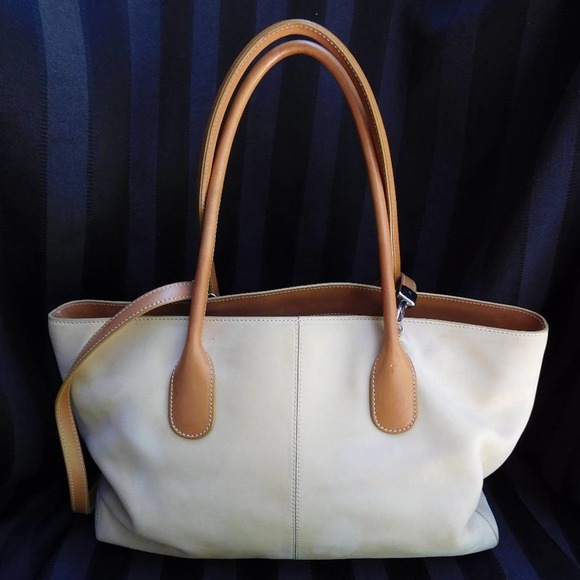 TOD'S TAN SMOOTH  LEATHER SATCHEL TOTE - Picture 4 of 12